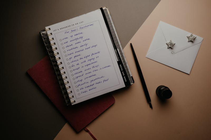 Research notebook with scientific notes